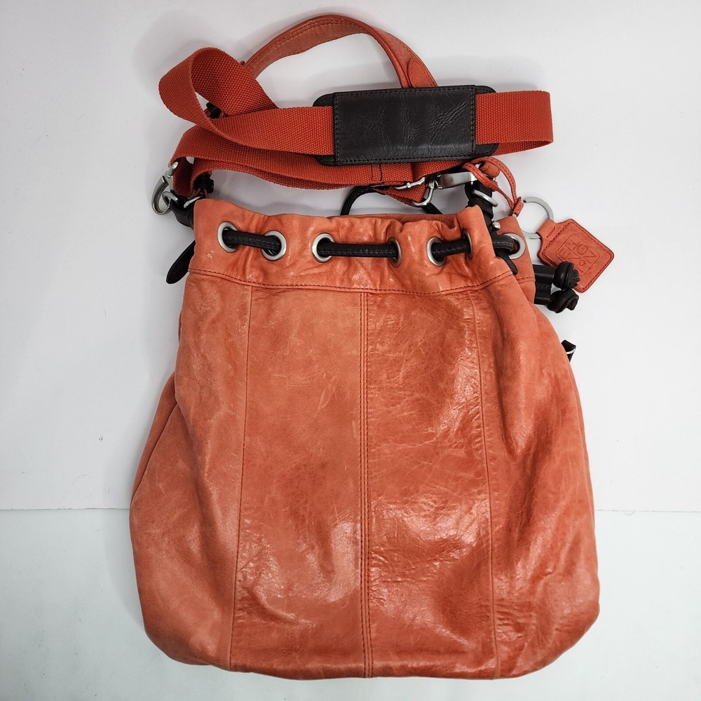 Ellington Bucket Purse Shoulder Bag Italian Leather Orange - Picture 2 of 16